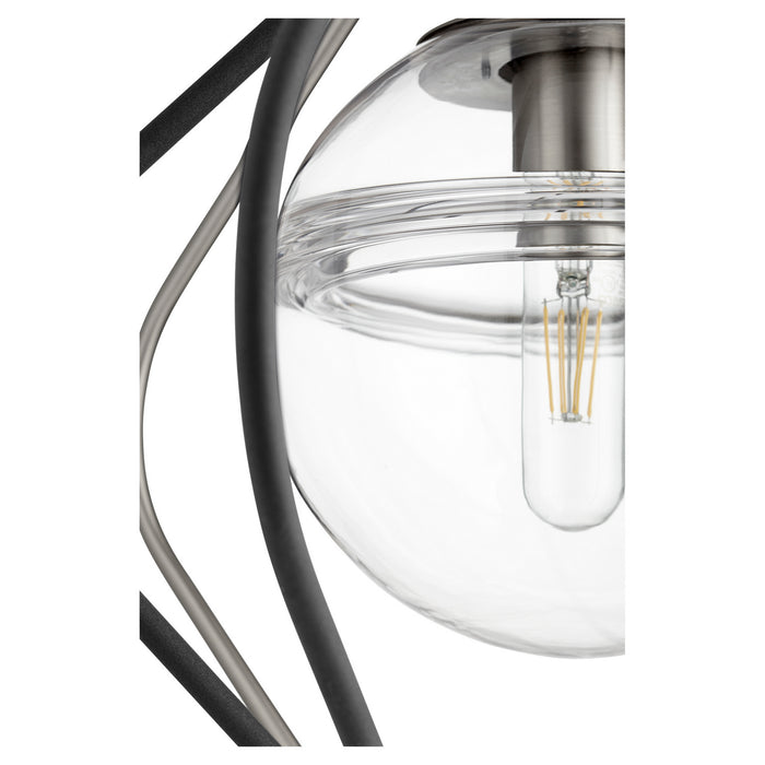 Quorum 6802-6965 One Light Pendant, Textured Black w/ Satin Nickel