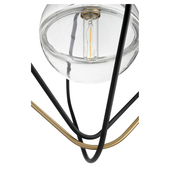 Quorum 6802-6980 One Light Pendant, Textured Black w/ Aged Brass