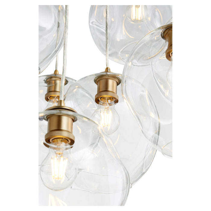 Quorum 67-80 Seven Light Pendant, Aged Brass