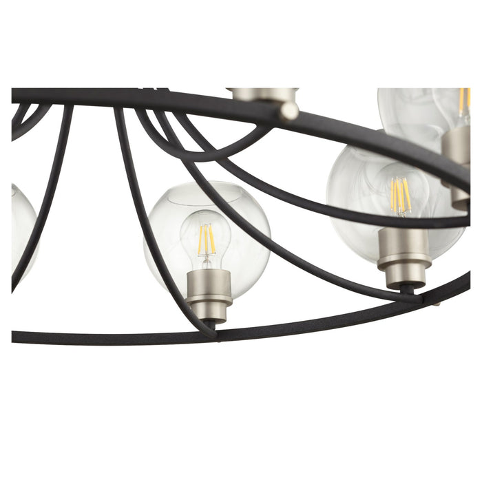 Quorum 672-8-6965 Eight Light Chandelier, Textured Black w/ Satin Nickel