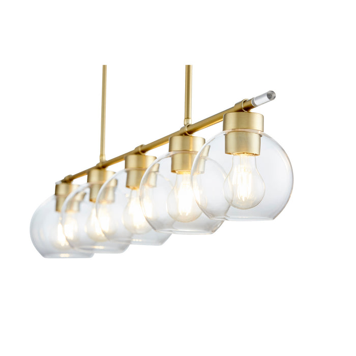 Quorum 6617-5-80 Five Light Pendant, Aged Brass