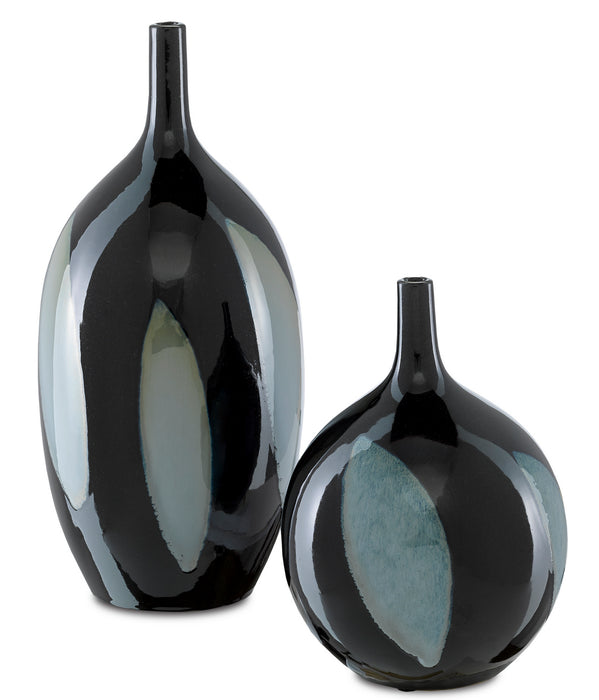 Currey and Company 1200-0409 Vase, Black/Blue