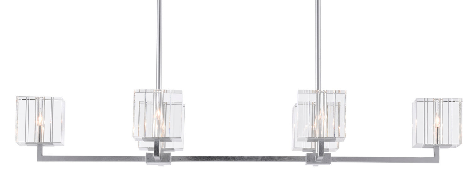 Currey and Company 9000-0747 Six Light Chandelier, Silver Leaf
