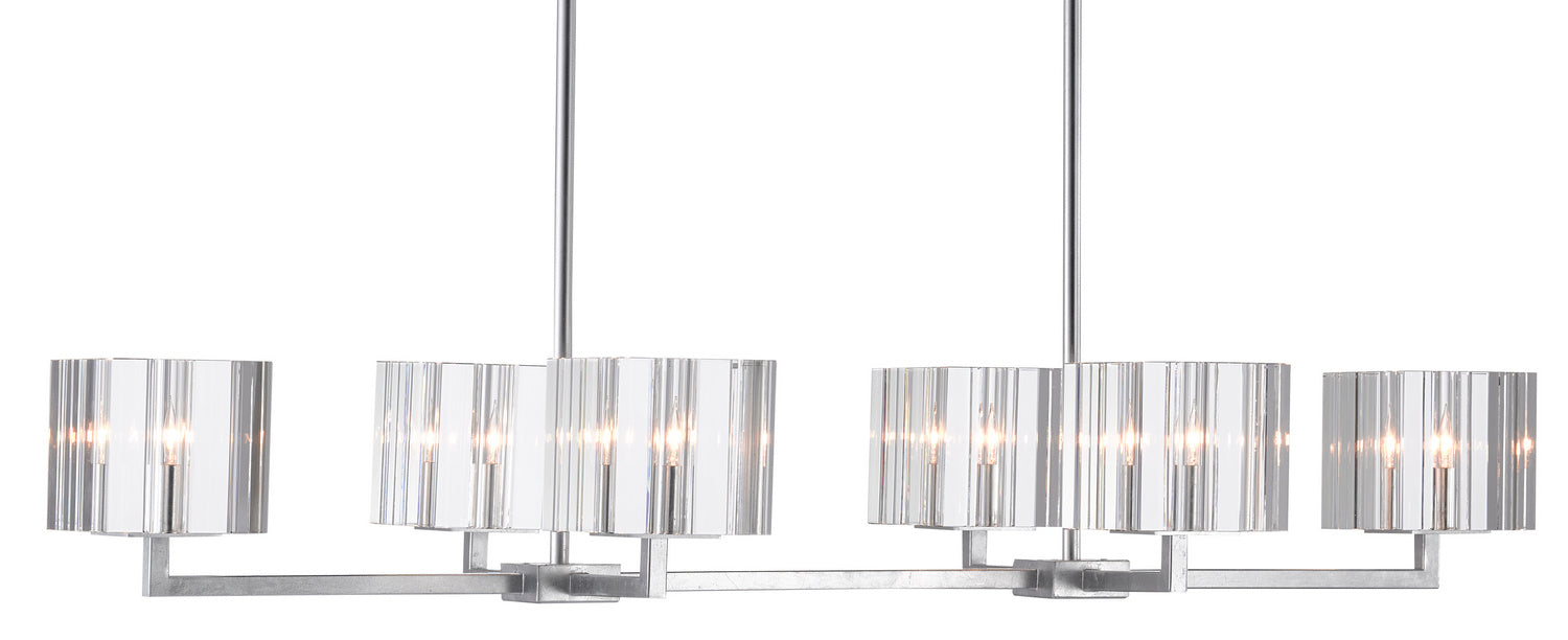 Currey and Company 9000-0747 Six Light Chandelier, Silver Leaf