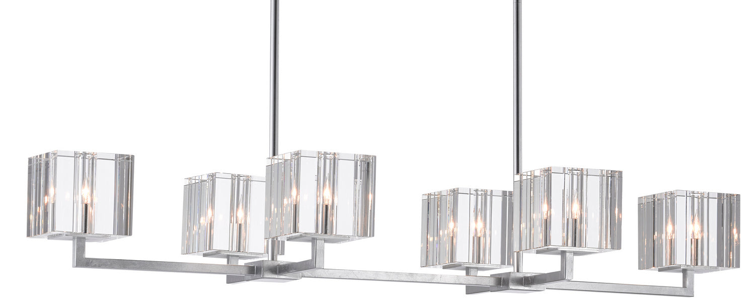 Currey and Company 9000-0747 Six Light Chandelier, Silver Leaf