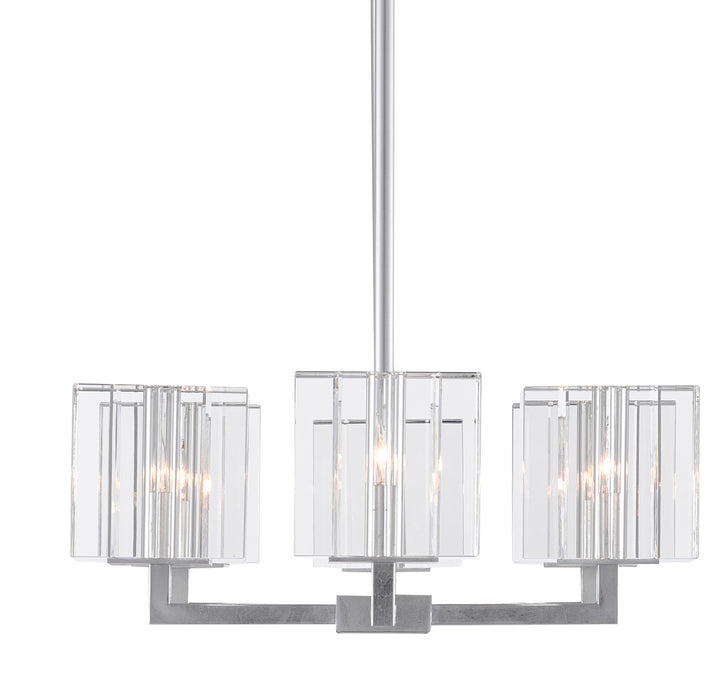 Currey and Company 9000-0747 Six Light Chandelier, Silver Leaf