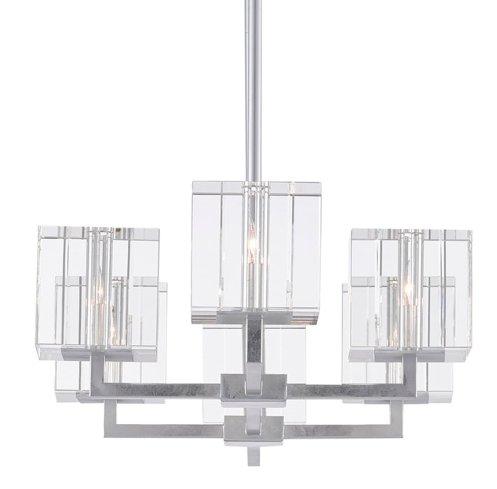 Currey and Company 9000-0747 Six Light Chandelier, Silver Leaf