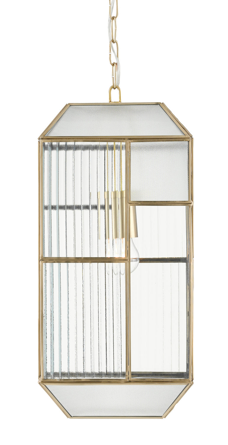 Currey and Company 9000-0749 One Light Pendant, Antique Brass/Clear