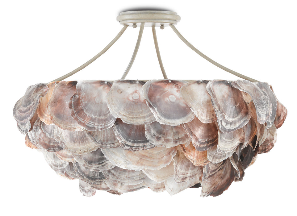 Currey and Company 9000-0755 Six Light Chandelier, Smokewood/Natural Shell