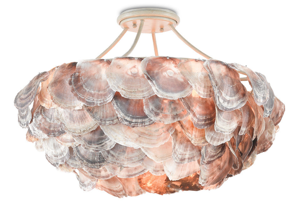 Currey and Company 9000-0755 Six Light Chandelier, Smokewood/Natural Shell