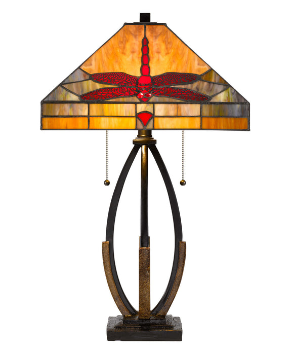 Cal Lighting BO-3009TB Two Light Table Lamp, Tiffany
