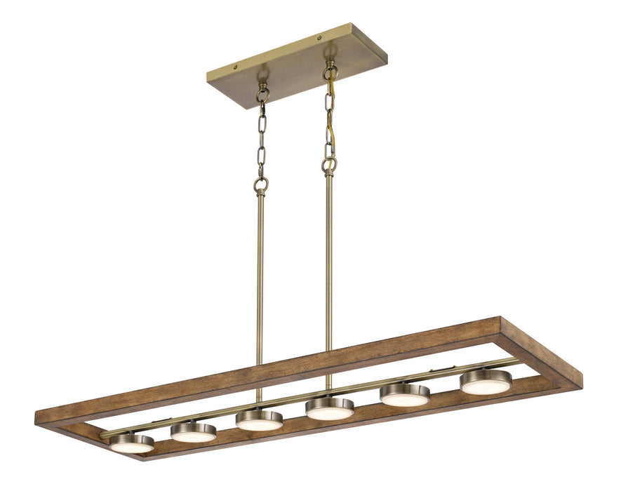Cal Lighting FX-3760-6 LED Island Chandelier, Light Oak