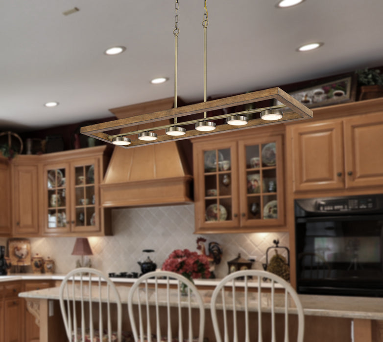 Cal Lighting FX-3760-6 LED Island Chandelier, Light Oak