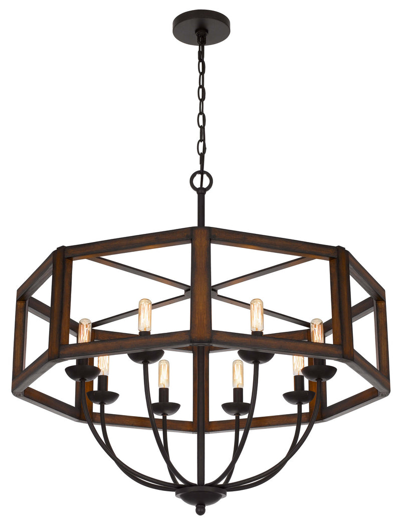 Cal Lighting FX-3761-8 Eight Light Chandelier, Oak