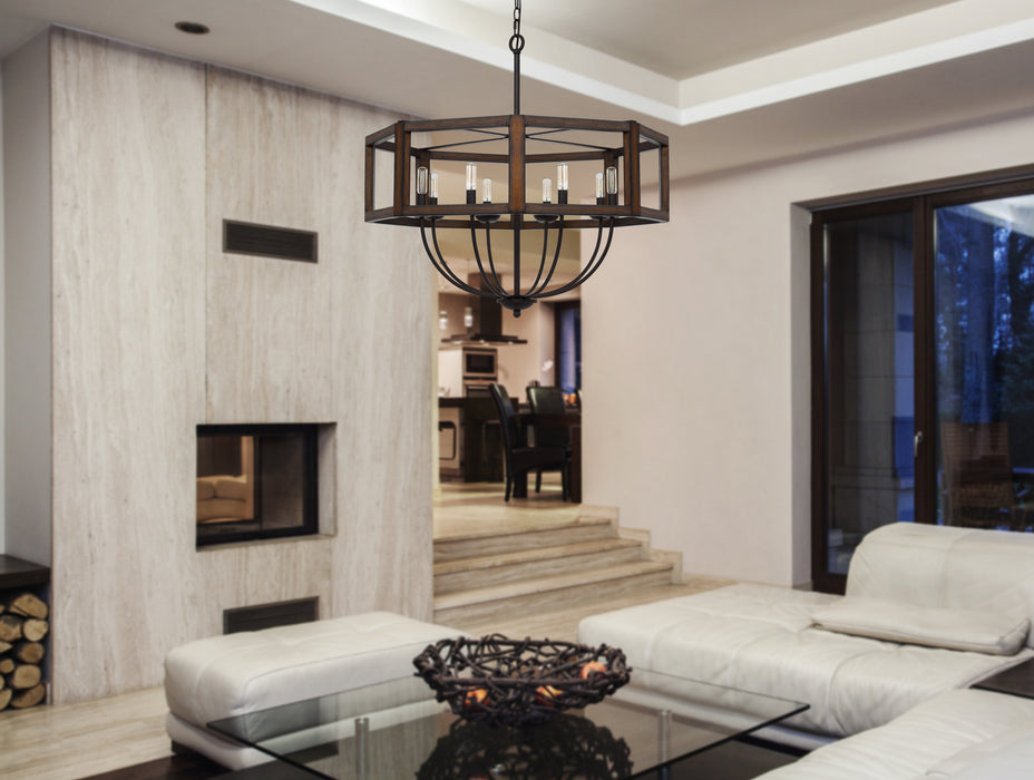 Cal Lighting FX-3761-8 Eight Light Chandelier, Oak