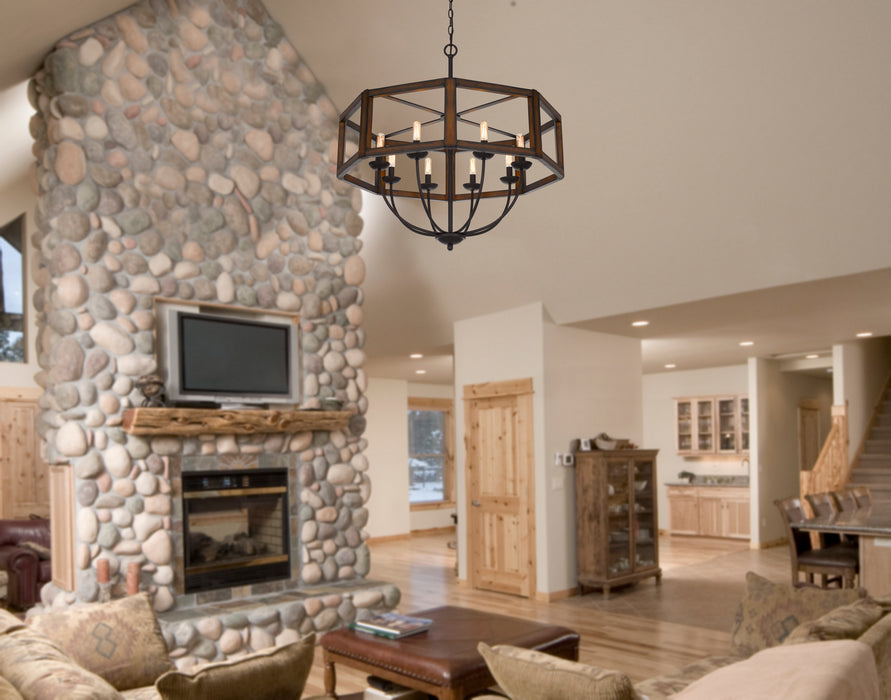 Cal Lighting FX-3761-8 Eight Light Chandelier, Oak