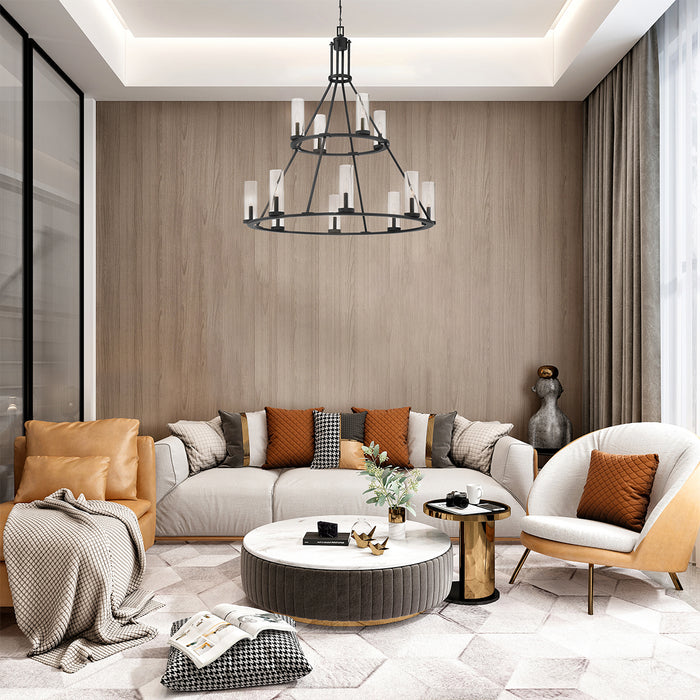 Eurofase 38221-019 12 Light Chandelier, Matte Black