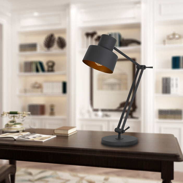Cal Lighting BO-2966TB One Light Desk Lamp, Matte Black