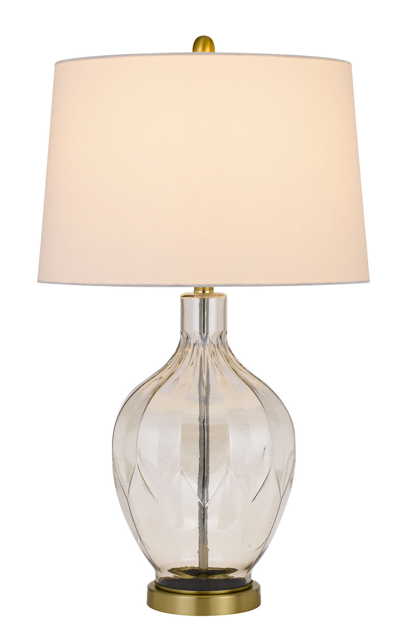 Cal Lighting BO-2971TB One Light Table Lamp, Clear/Antique Brass