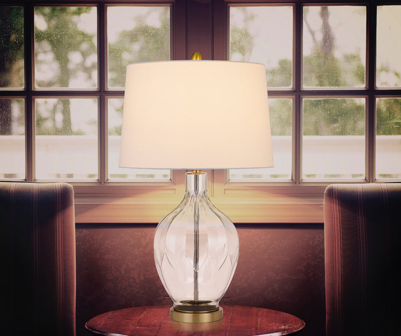 Cal Lighting BO-2971TB One Light Table Lamp, Clear/Antique Brass