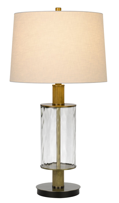 Cal Lighting BO-2988TB One Light Table Lamp, Glass/Light Oak