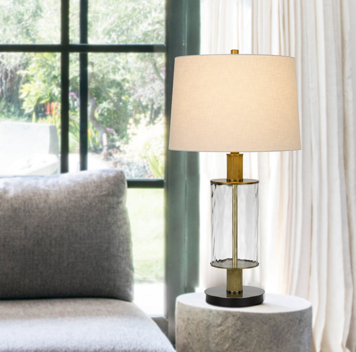 Cal Lighting BO-2988TB One Light Table Lamp, Glass/Light Oak