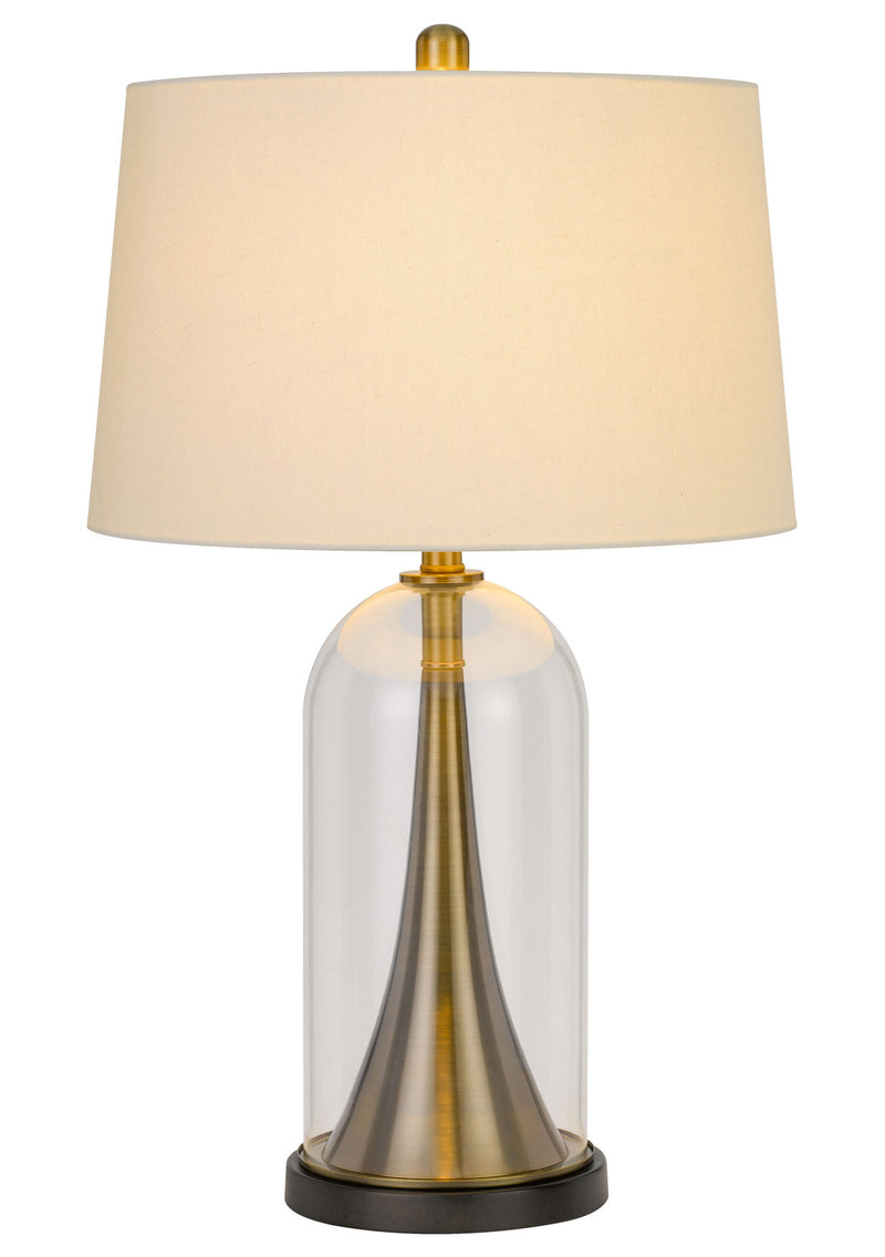 Cal Lighting BO-2989TB One Light Table Lamp, Glass/Antique Brass