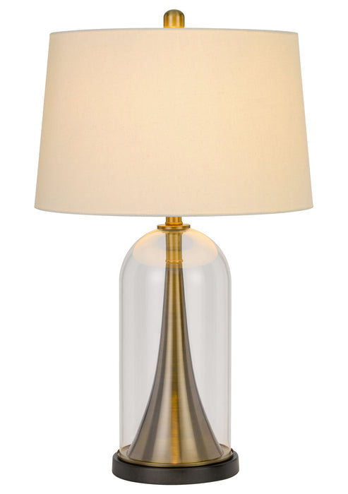 Cal Lighting BO-2989TB One Light Table Lamp, Glass/Antique Brass