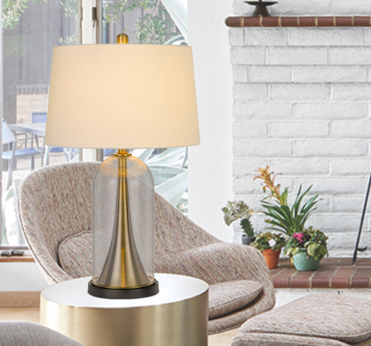 Cal Lighting BO-2989TB One Light Table Lamp, Glass/Antique Brass
