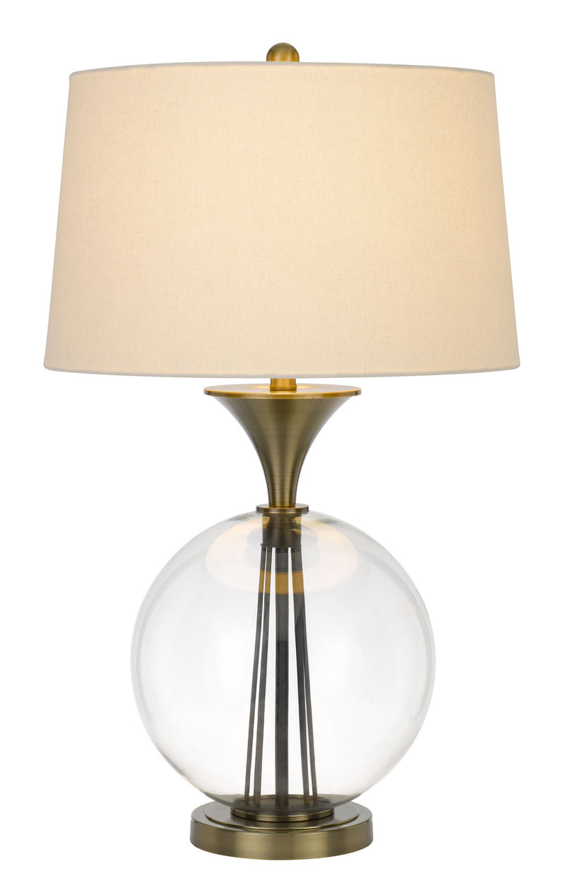 Cal Lighting BO-2990TB One Light Table Lamp, Glass/Antique Brass