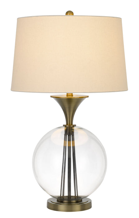 Cal Lighting BO-2990TB One Light Table Lamp, Glass/Antique Brass