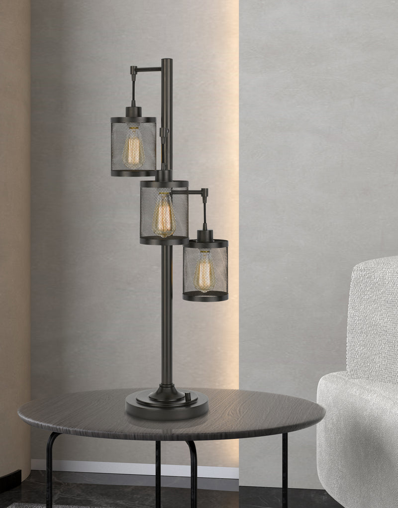 Cal Lighting BO-2991DK Three Light Table Lamp, Dark Bronze