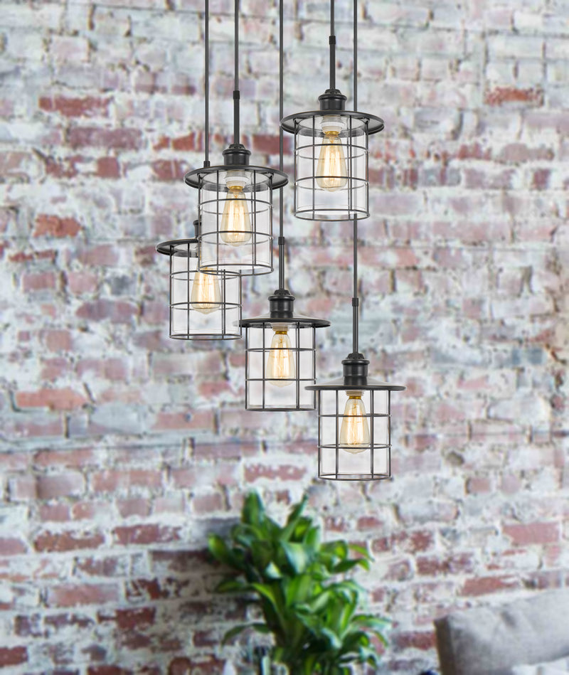 Cal Lighting FX-2668-5P Five Light Pendant, Dark Bronze