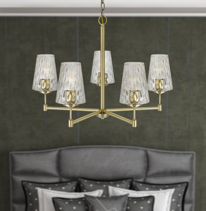 Cal Lighting FX-3749-5 Five Light Chandelier, Antique Brass