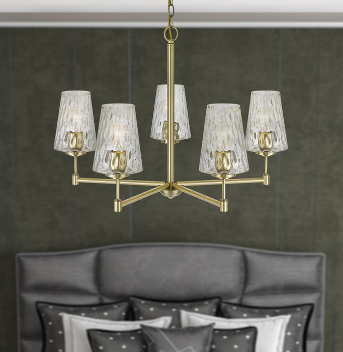 Cal Lighting FX-3749-5 Five Light Chandelier, Antique Brass