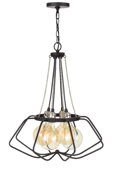 Cal Lighting FX-3750-4 Four Light Chandelier, Black/Chrome