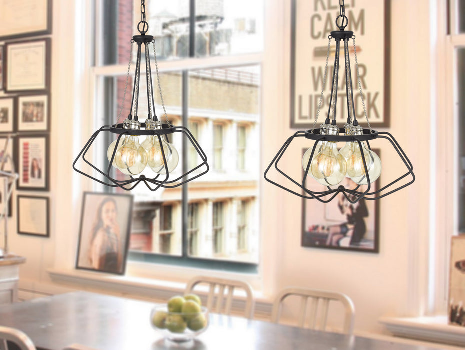 Cal Lighting FX-3750-4 Four Light Chandelier, Black/Chrome