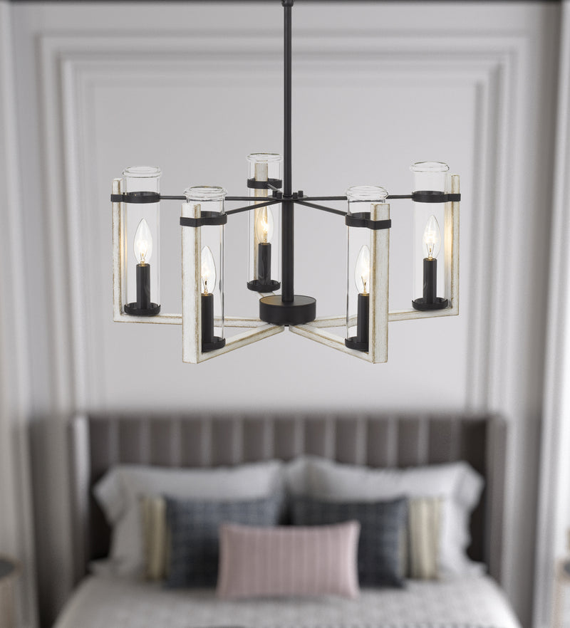 Cal Lighting FX-3751-5 Five Light Chandelier, White Washed