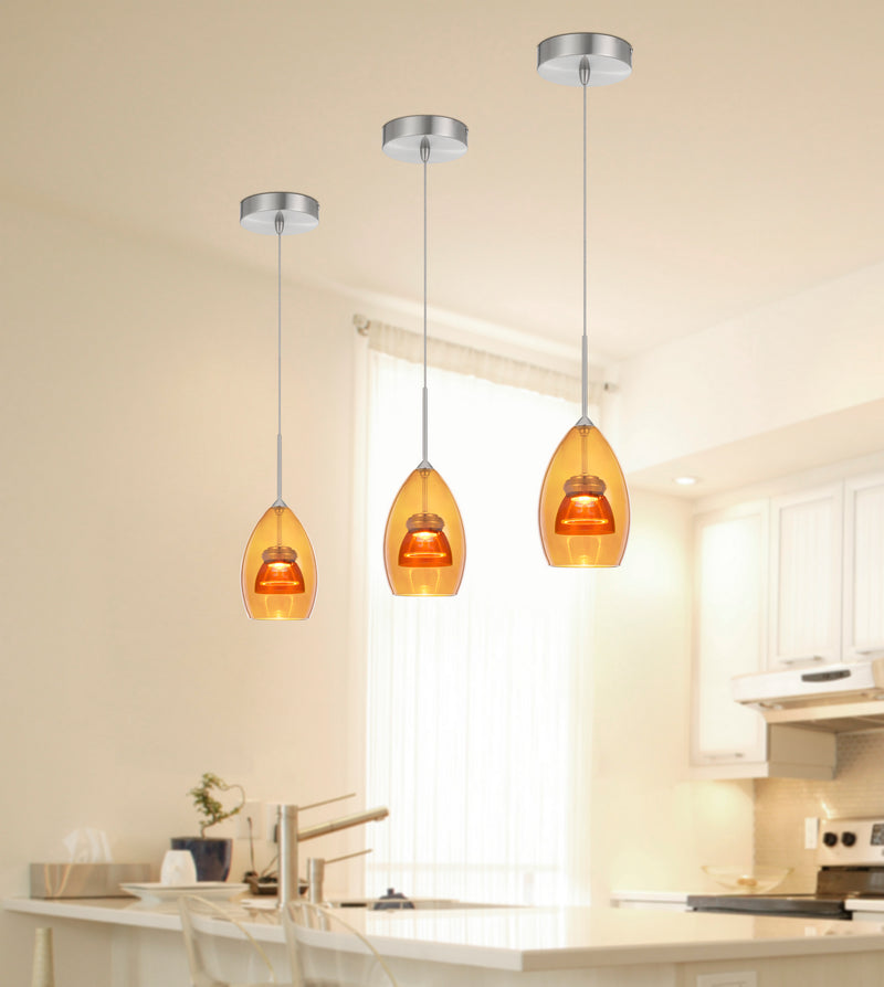 Cal Lighting UP-128-AM-AMBCL LED Mini Pendant, Amber/Yellow