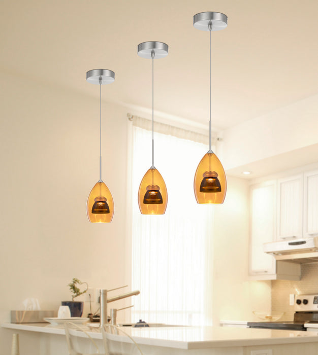 Cal Lighting UP-128-AM-SMOCL LED Mini Pendant, Amber/Smoke