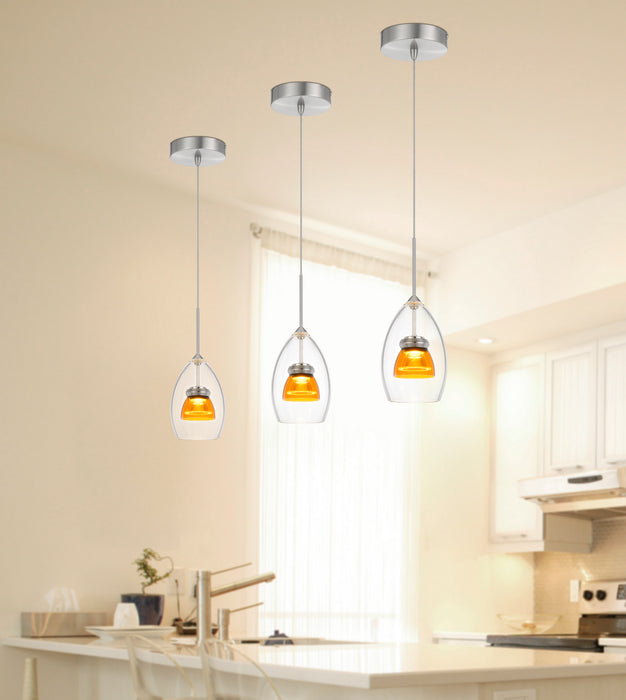Cal Lighting UP-128-CL-AMBCL LED Mini Pendant, Clear Yellow