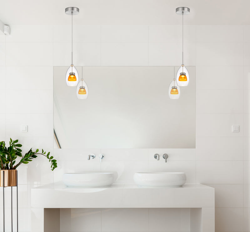 Cal Lighting UP-128-CL-AMBCL LED Mini Pendant, Clear Yellow