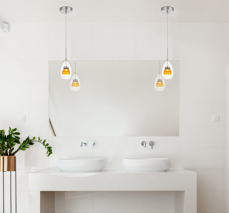 Cal Lighting UP-128-CL-AMBCL LED Mini Pendant, Clear Yellow