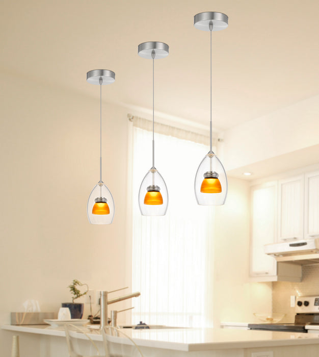 Cal Lighting UP-128-CL-AMBFR LED Mini Pendant, Frosted Yellow