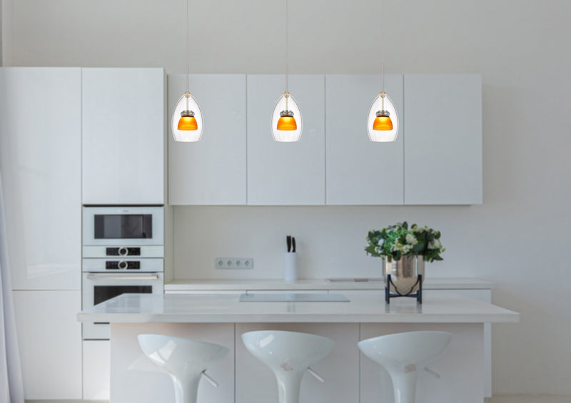 Cal Lighting UP-128-CL-AMBFR LED Mini Pendant, Frosted Yellow