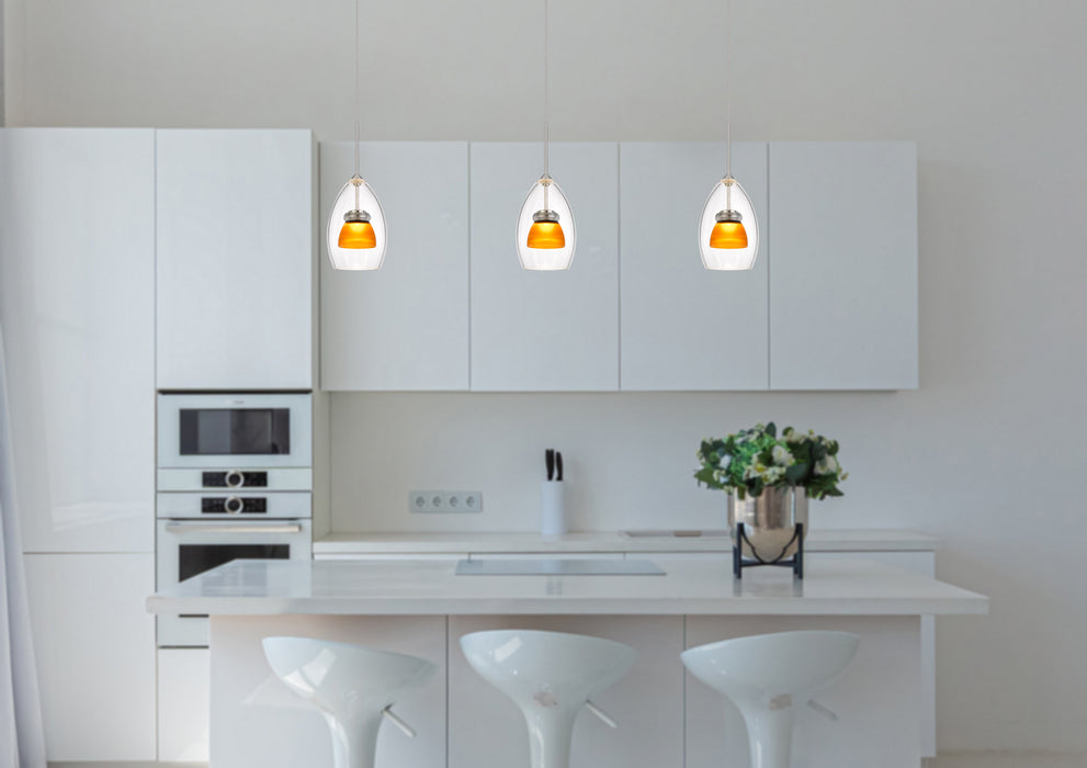 Cal Lighting UP-128-CL-AMBFR LED Mini Pendant, Frosted Yellow