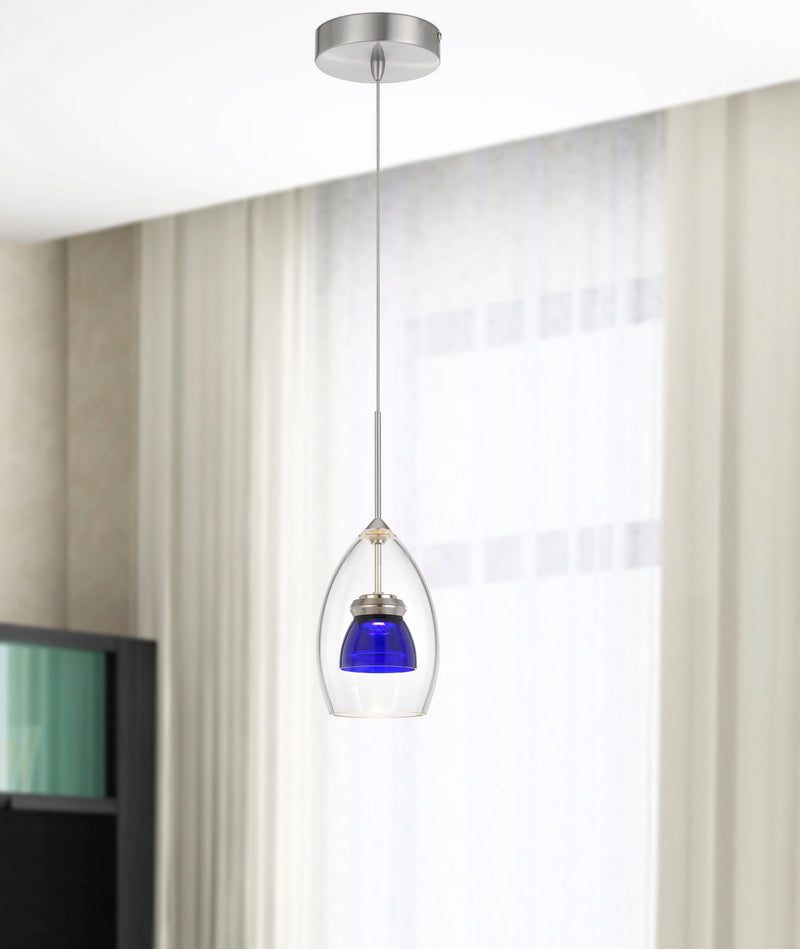 Cal Lighting UP-128-CL-BLUCL LED Mini Pendant, Clear Blue