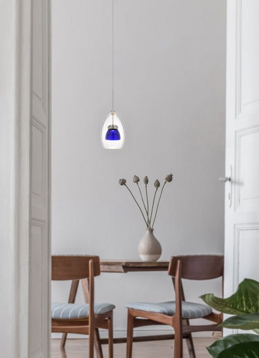 Cal Lighting UP-128-CL-BLUCL LED Mini Pendant, Clear Blue