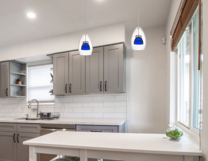Cal Lighting UP-128-CL-BLUFR LED Mini Pendant, Frosted Blue