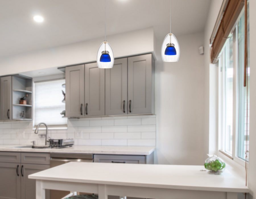 Cal Lighting UP-128-CL-BLUFR LED Mini Pendant, Frosted Blue